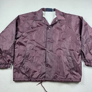 Vintage Paradise Point Windbreaker Jacket Men's Size Large Burgundy Button Front